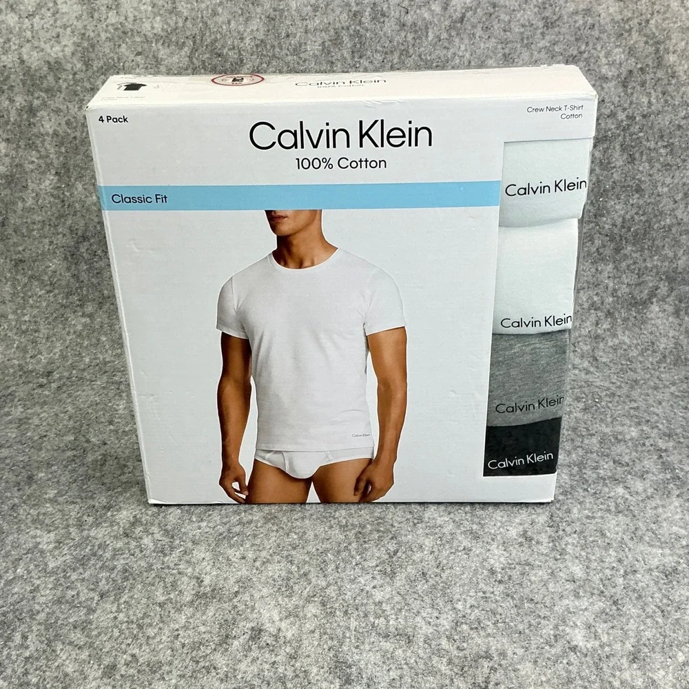 Calvin Klein Mens 4 Pack Classic Fit 100% Cotton Crew Neck T-Shirts Large Multi - Picture 11 of 11
